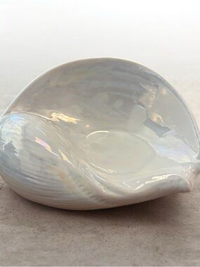 Iridescent White Shell Ceramic Decorative Dish